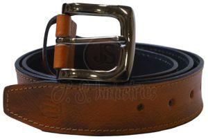 Brown Leather Belt with Brushed Buckle