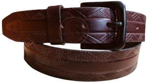 Brown Leather Belt with Textured Pattern