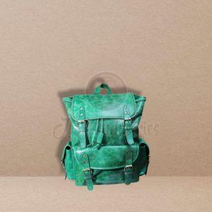 Green Genuine Leather Rucksack Backpack