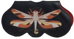 Handcrafted Black Leather Dragonfly Design Sling Bag