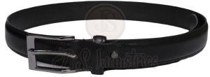 Black Leather Belt with Rectangular Buckle