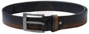 Men Black Brown Solid Leather Belt