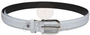 White Alligator Embossed Leather Belt with Metal Pin Buckle
