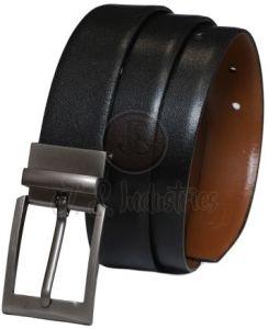 Men Black Solid Leather Belt