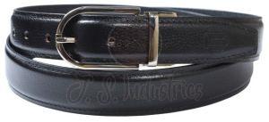 Black Leather Belt with Shiny Stainless Steel Pin Buckle