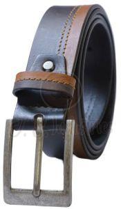 Men Black Brown Solid Leather Belt