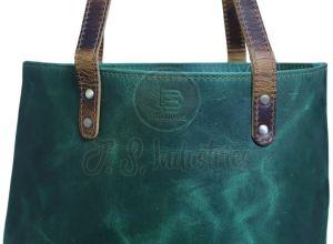 Green Hunter Buffalo Leather Tote Bag