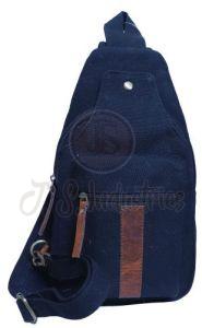 Canvas Sling Bag with a Brown Leather Patch