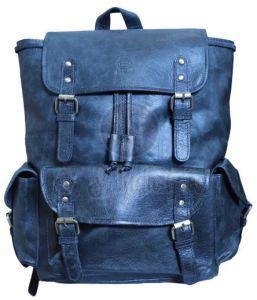 Blue Vintage Leather Laptop Backpack