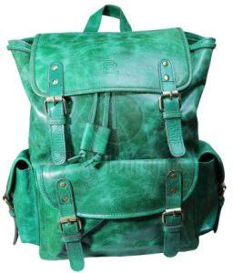 Green Genuine Leather Rucksack Backpack