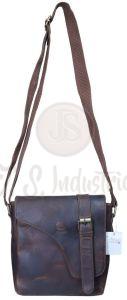 Brown Genuine Top Grain Leather Cross Body Satchel Bag