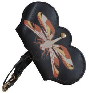 Handcrafted Black Leather Dragonfly Design Sling Bag