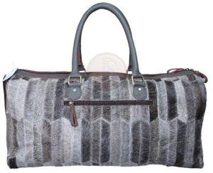 Grey Leather Duffel Bag
