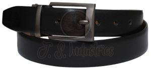 Men Black Solid Leather Belt