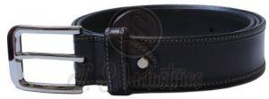 Black Double Stitched Leather Lined Belt