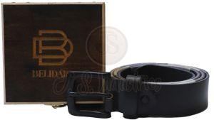 Men Crow Black Genuine Leather Polo Belt
