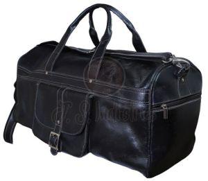 Black Vegan Leather Duffel Bag