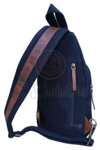 Canvas Sling Bag with a Brown Leather Patch