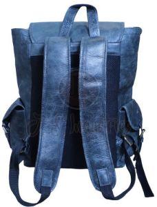 Blue Vintage Leather Laptop Backpack