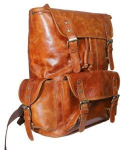 Tan Brown Genuine Leather Vintage Style Backpack