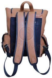 Brown PU Leather Flap Closure Backpack