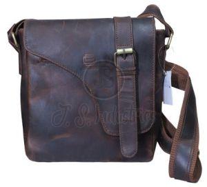 Brown Genuine Top Grain Leather Cross Body Satchel Bag