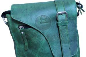 Dark Green Leather Crossbody Sling Bag
