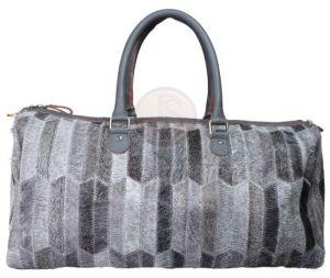 Grey Leather Duffel Bag