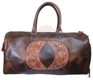 Brown Leather Duffle Bag