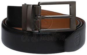Men Black Solid Leather Belt