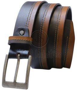 Men Black Brown Solid Leather Belt