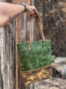 Green Hunter Buffalo Leather Tote Bag
