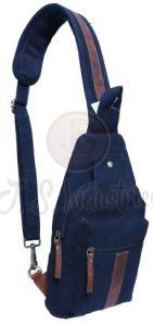 Canvas Sling Bag with a Brown Leather Patch