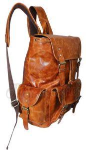 Tan Brown Genuine Leather Vintage Style Backpack