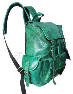 Green Genuine Leather Rucksack Backpack