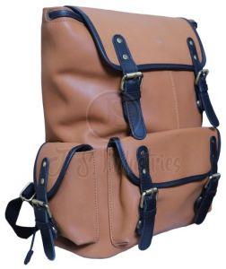 Brown PU Leather Flap Closure Backpack