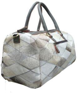 White Leather Patchwork Duffel Bag