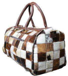 Patchwork Cowhide Leather Duffel Bag