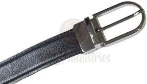 Black Leather Belt with Shiny Stainless Steel Pin Buckle