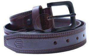 Brown Genuine Leather Casual Belt with Black Pin Buckle