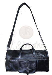Black Vegan Leather Duffel Bag