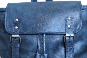 Blue Vintage Leather Laptop Backpack