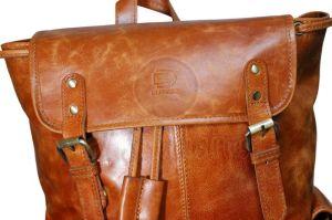 Tan Brown Genuine Leather Vintage Style Backpack