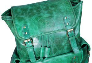 Green Genuine Leather Rucksack Backpack
