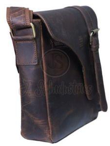 Brown Genuine Top Grain Leather Cross Body Satchel Bag