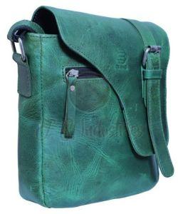 Dark Green Leather Crossbody Sling Bag