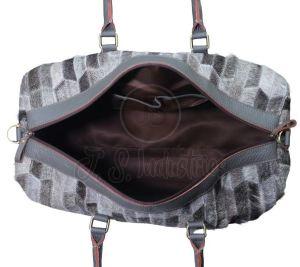 Grey Leather Duffel Bag