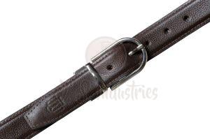 Men Brown Leather Belt with Silver Buckle