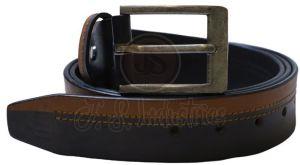 Men Black Brown Solid Leather Belt