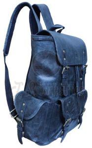 Blue Vintage Leather Laptop Backpack